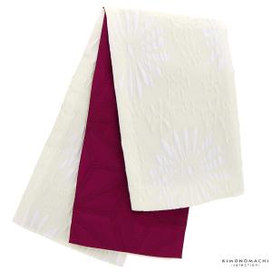 半幅帯 小袋帯 浴衣 帯 「菊　ふくれ織　白」