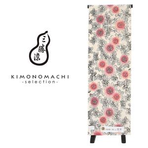 三勝染　しつけ付　コーマ地　現代　本染　浴衣　反物　注染　型染　鳥　ボタニカル 浴衣SALE最大77％OFF 7/31迄)浴衣反物 三勝 「生成り色地 菊牡丹