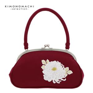 バッグ「菊刺繍　ワインレッド」