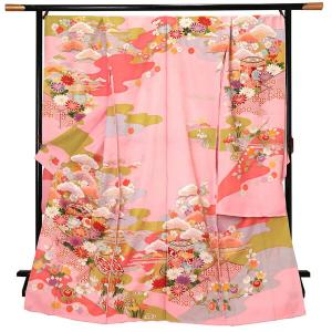 未仕立て 振袖 単品 「葡萄茶色 桜薬玉、枝梅」 仮絵羽 振り袖 正絹