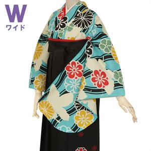 中古品)卒業式袴セット 「二尺袖：緑 疋田梅+袴：ピンク×桜 刺繍」 貸