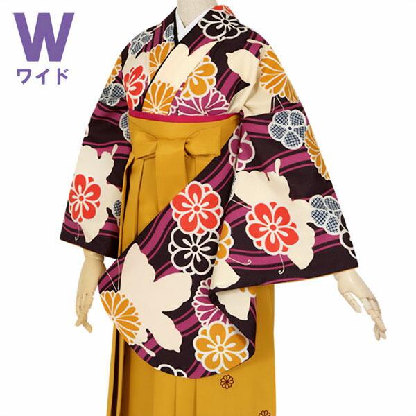 (中古品)二尺袖 単品「ワイドサイズ 紫 立涌に蝶」貸衣装処分 レンタル処分品 卒業式 (メール便不...