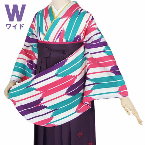 (中古品)二尺袖 単品「ワイドサイズ 紫ピンク 矢絣」貸衣装処分 レンタル処分品 卒業式 (メール便...