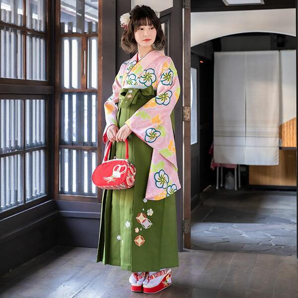 (中古品)二尺袖 単品「ピンク 梅尽くし」貸衣装処分 レンタル処分品 卒業式 (メール便不可)