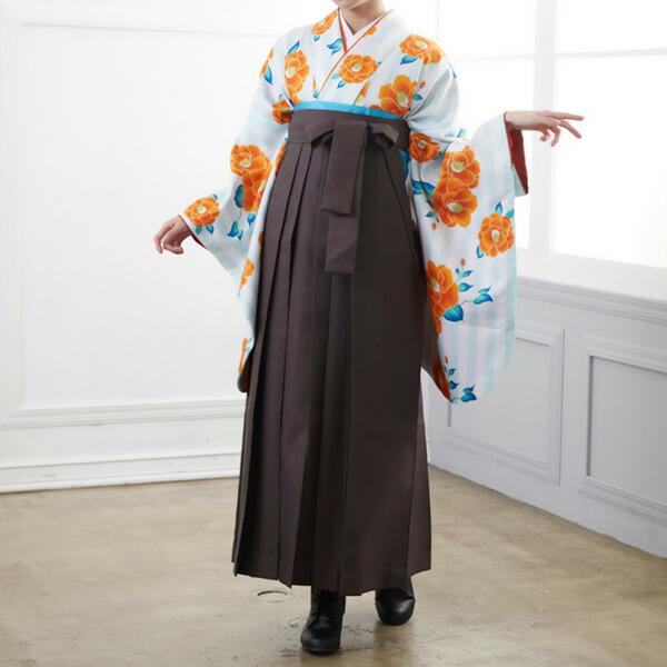 (中古品)二尺袖 単品「白×緑 縦縞 椿」貸衣装処分 レンタル処分品 卒業式 (メール便不可)