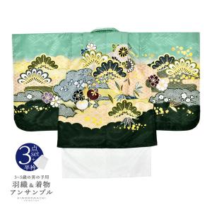 七五三 着物 男の子 3歳 5歳 羽織 袴 7点セット「鷹 全3色」 100cm