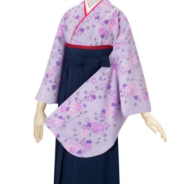 (中古品)二尺袖 単品「藤紫 しだれ桜」貸衣装処分 レンタル処分品 卒業式(メール便不可)