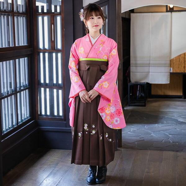 (中古品)二尺袖 単品「ピンク 枝桜」貸衣装処分 レンタル処分品 卒業式(メール便不可)