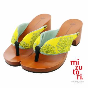 mizutori 下駄 レディース 「ウェーブギンガム 白×紺」 みずとり 水鳥