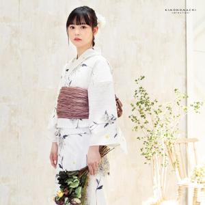 浴衣 レディース 女性浴衣単品「白地 細縞に菊...の詳細画像5