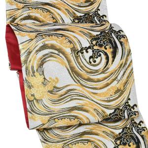 Prices down4）振袖 袋帯「シルバー ゆらぎ縞」 未仕立て 正絹帯 振袖