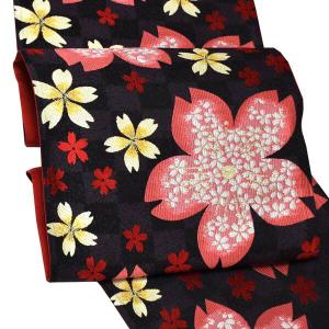 Prices down4）振袖 帯 「紫、黒 スパイラル菊」 日本製 西陣織 証紙