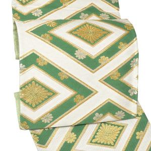 西陣織 振袖帯「白　菊入花菱」