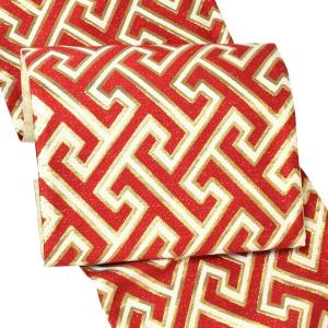 西陣織 振袖帯「赤　工字繋ぎ」