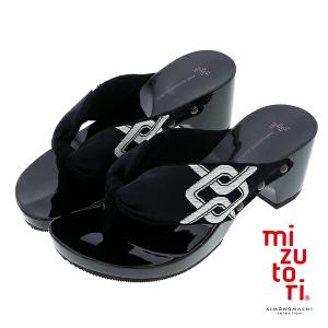 みずとりの下駄 hitete 吉原つなぎ/黒・黒