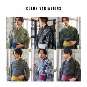 男性 メンズ ポリエステル浴衣単品「細縞に雲龍...の詳細画像4
