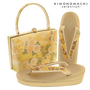 振袖草履バッグセット 「黒×白 亀甲に剣桜、花菱七宝」 L〜LLサイズ