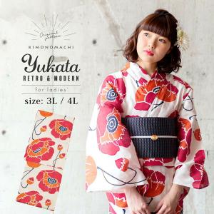 KIMONOMACHI 爆買 浴衣 レディース 単品「朝顔 青と紫」3L/4L
