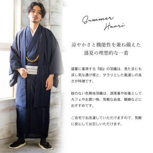 メンズ 夏羽織 色無地 絽(駒絽)洗える単衣羽...の詳細画像1