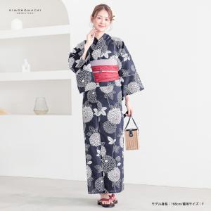 浴衣 レディース 女性浴衣 単品「濃紺 鞠菊」...の詳細画像1