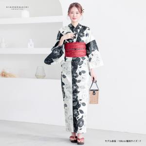 浴衣 レディース 女性浴衣 単品「黒×アイボリ...の詳細画像1