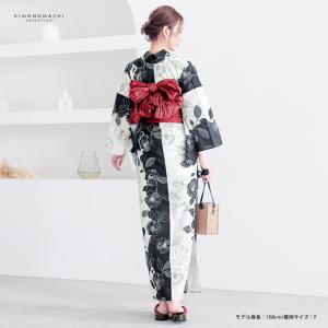 浴衣 レディース 女性浴衣 単品「黒×アイボリ...の詳細画像2