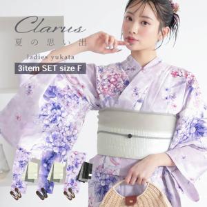 新品未使用　浴衣三点セット(帯・下駄)　紫陽花　ブルー k1-ykt0143km_5.jpg
