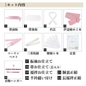 未仕立て 振袖 22点セット「紺 牡丹に熨斗」...の詳細画像2