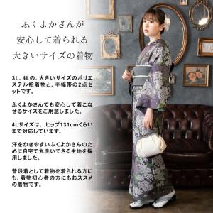 洗える着物 セット 大きいサイズ「袷着物+半幅...の詳細画像1