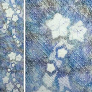 絞り浴衣反物 花しぼり「きら星 グレー×ブルー...の詳細画像5