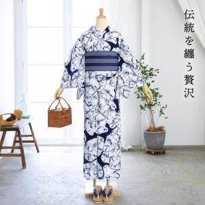 お仕立て上がり絞り浴衣単品「紺キキ 猫」有松絞...の詳細画像1