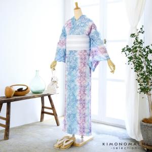 お仕立て上がり絞り浴衣単品「茶の葉 水色×紅藤...の詳細画像3