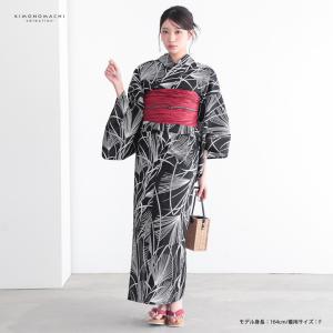 浴衣 レディース 女性浴衣単品「黒地 芒」Fサ...の詳細画像1