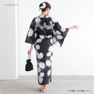 浴衣 レディース 女性浴衣単品「墨黒 菊」Fサ...の詳細画像2