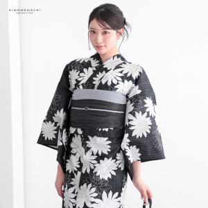 浴衣 レディース 女性浴衣単品「墨黒 菊」Fサ...の詳細画像5