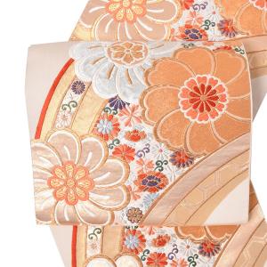 着物 中古 単品「紅色 つた花」アンティーク着物 正絹 小紋 単衣 袖丈