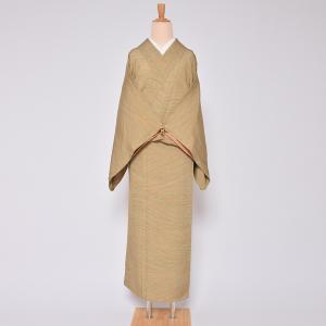 中古品)仕立て上がり 色大島「グレー 龍郷柄」小紋 正絹 紬(メール便