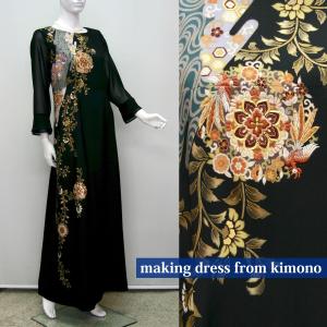 179一点物の正絹留袖ドレス【着物ドレス 和ドレス 結婚式 参列 母親 親族 フォーマルドレス ワンピース ミセス 正絹 日本製 送料無料 11号】