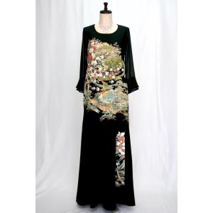 221 一点物の正絹留袖ドレス【着物リメイクド...の詳細画像1