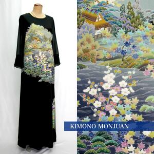 240 一点物の正絹留袖ドレス【着物リメイクドレス 和ドレス 結婚式 参列 母親 親族 フォーマルドレス ワンピース ミセス 正絹 日本製 送料無料 13号】