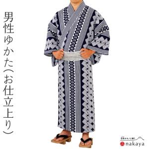 浴衣 仕立て上り 3388 》 大人 紺 白 市松模様 綿 仕立て上がり 踊り