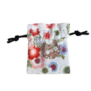 和柄巾着チャーム(パワーストーン入り) 20色 和柄 巾着袋 小物入れ 花柄