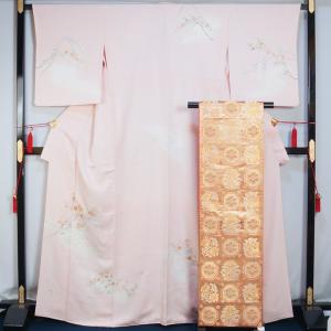 着物セット 訪問着・袋帯 2点 セット Mサイズ 辻が花模様 絞り染め