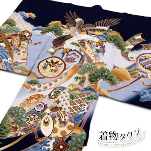 お宮参り 着物 男の子 初着 産着 正絹 鷹 束ね熨斗 刺繍 白 ホワイト