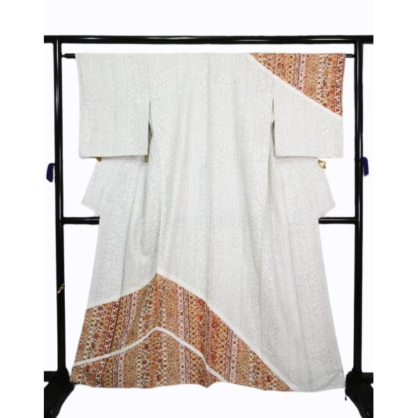 未使用 更紗文様 白い 訪問着 正絹 リサイクル 粋 染め分け 礼装 結婚式 入学式 卒業式 お宮参...