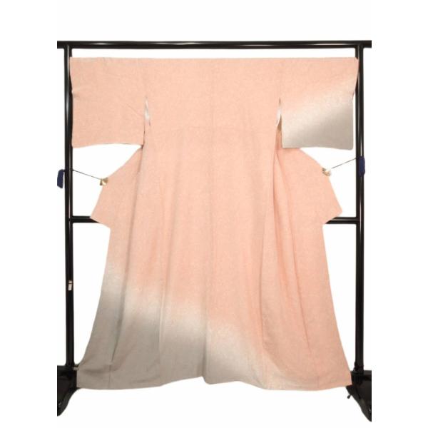 美品 墨流し 暈し 訪問着 正絹 ピンク グレー 桃色 リサイクル 大きいサイズ 上品 礼装 結婚式...