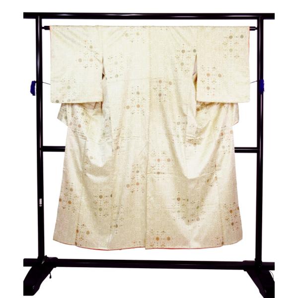 未使用 お洒落 小紋 唐花文様 正絹 リサイクル 白い着物 華やか 金彩加工 モダン 結婚式 お宮参...