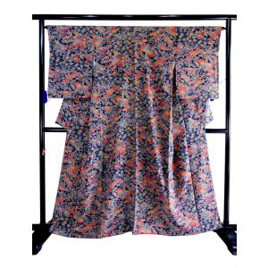 平和屋着物●訪問着　紅型　作家物　紬地　風景文　正絹　逸品　AABH5764ck 平和屋着物○訪問着 紅型 作家物 紬地 風景文 正絹 逸品 AABH5764ck