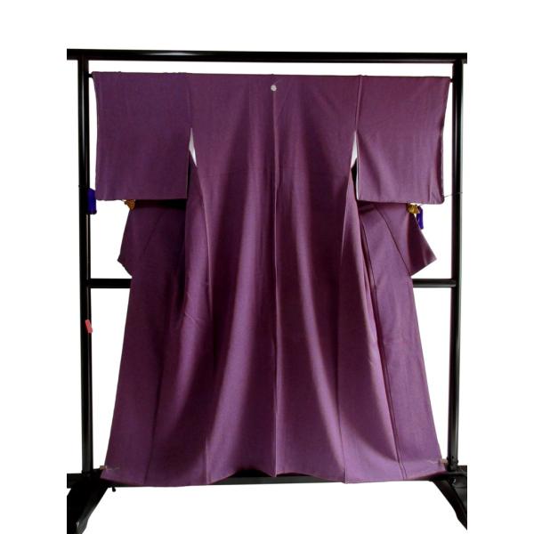 未使用 作家 田家鬼彩 一つ紋 色無地 正絹 リサイクル 紫 結婚式 入学式 卒業式 お宮参り 七五...