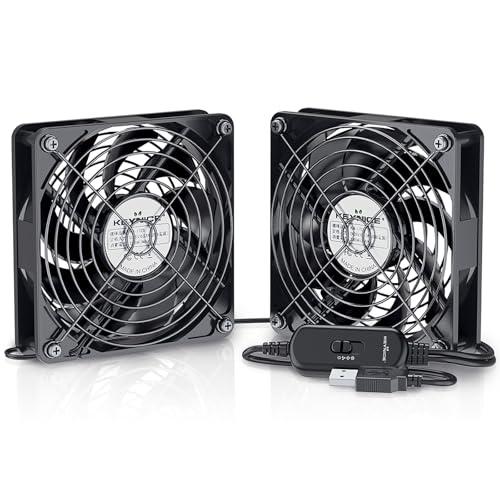 KEYNICE USBファン 12cm 2連 冷却ファン 静音 強力送風 3段階風量調節 2000R...